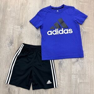 adidas Royal Blue Logo Tee with Black Short Set Size Youth Small/8